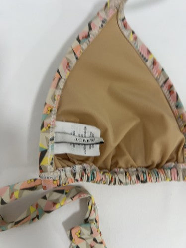 J.Crew Pastel Geometric Print String Tie Triangle Bikini Swim Top S