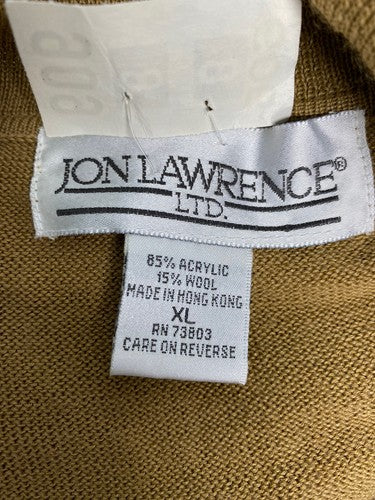 VTG Jon Lawrence LTD. Brown Button Down Sweater Cardigan Pocket Shoulder Pads XL