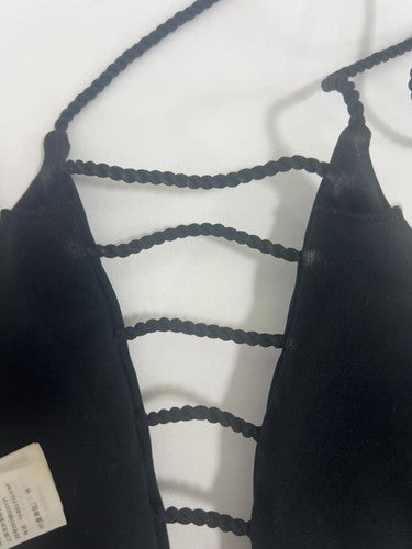 Abercrombie Swim Black Strappy Caged Front Triangle Halter Bikini Top S