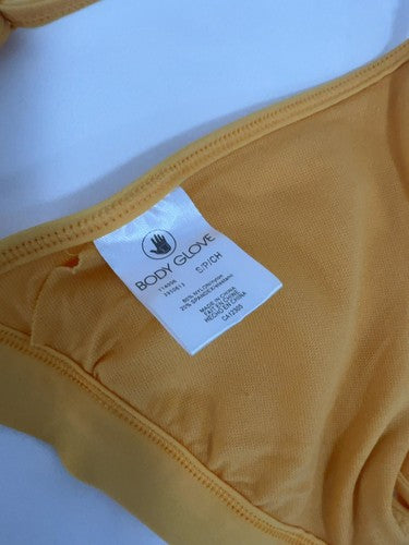 Body Glove Yellow Tie Front Adjustable Strap Triangle Bikini Swim Top S