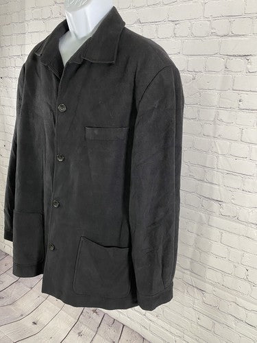 J. Ferrar Solid Black Viscose Polyester 5 Button Coat Jacket 46 *read