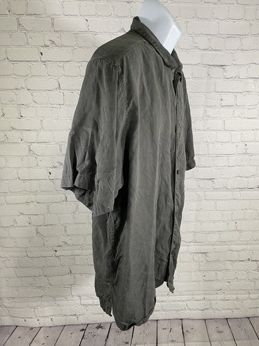 OFY Dark Gray 100% Tencel Casual Short Sleeve Collared Button Up USA LA Men’s XL