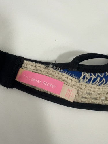 Victoria's Secret Blue Ivory Crochet Trim Racerback Bikini Swim Top S