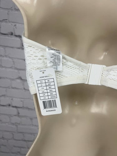 NWT Freya Swim Sundance White Crochet Lace High Neck Underwire Bikini Top 30DDD