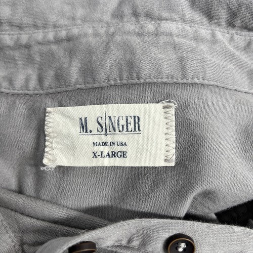 M. Singer Men’s Gray Collared Shirt X-Large USA Made Pocket Soft Lightweight