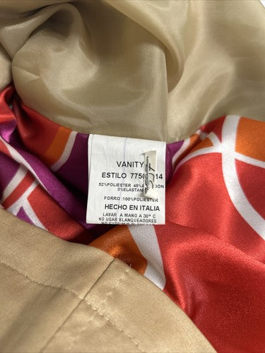 VTG Vanity Gold Tan Two Button Blazer Jacket Suit Jacket Italy Women’s Size XS