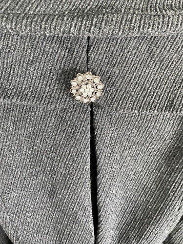 Ci Sono Charcoal Grey Wool Blend Rhinestone Button Waist Tie Jacket Coat Women S