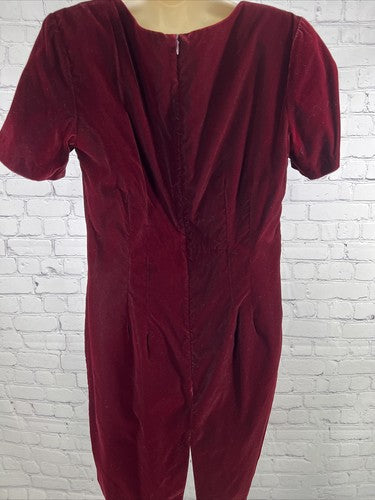 VTG My Michelle Crushed Velvet Cocktail Dress Petite Dark Burgundy 10P