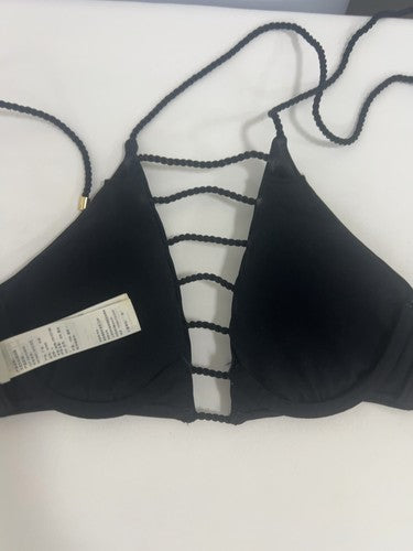 Abercrombie Swim Black Strappy Caged Front Triangle Halter Bikini Top S
