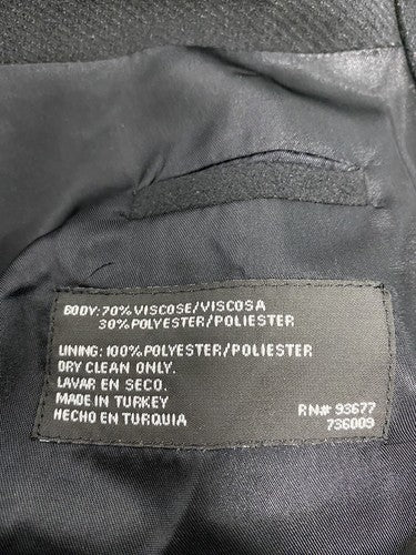 J. Ferrar Solid Black Viscose Polyester 5 Button Coat Jacket 46 *read