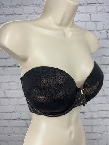 Victoria's Secret Black Rose Gold Shimmer Strapless Underwire Bra 38DD