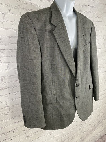 Kilburne and Finch Fine Clothiers Black Gray Plaid 2 Button Blazer Jacket 44R