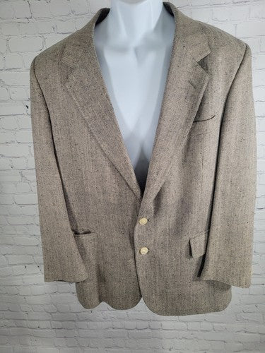 Andre Villard Paris Beige Gray Sport Coat Blazer Textured Silk Blend Size 42R