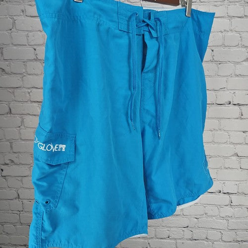 Body Glove Blue Lace Up Cargo Pocket Board Shorts Unlined Swim Trunks 36