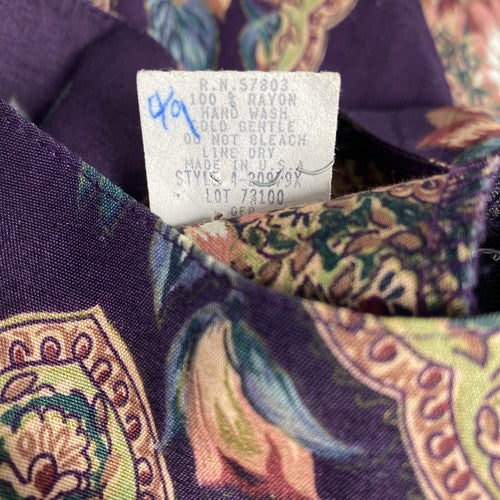 VTG Norton McNaughton Purple Floral Shoulder Pad Short Sleeve Blouse Women’s 8