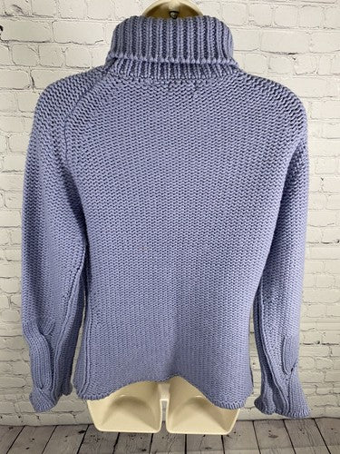 Laetitia Anthropologie Purple Acrylic Wool Chunky Knit Turtle Neck Sweater Small