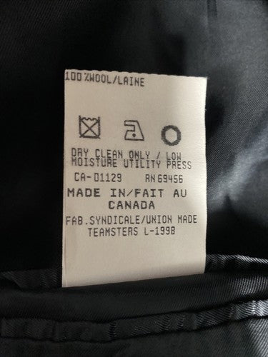 VTG 1998 Franco Tassi 100% Wool Black Brown Plaid 3 Button Blazer Jacket 44T