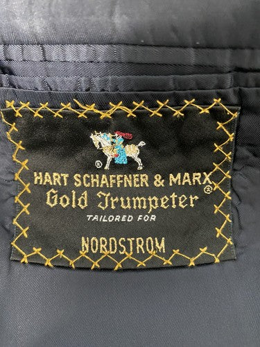 VTG Hart Schaffner Marx Gold Trumpeter Navy Pinstriped Jacket Blazer Wool 42R