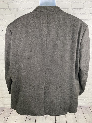 Brigadier Clothiers Wool Gray Black Herringbone Jacket Blazer Sport Coat 52R