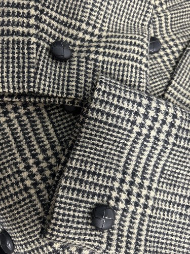 VTG Charles Klein Black Brown Plaid Double Breasted Peak Lapel Women’s Blazer L