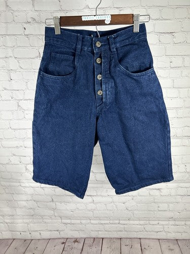 VTG Rio By Stephen Mardon Dark Wash High Rise Blue Denim Button Shorts 9 (24x11)