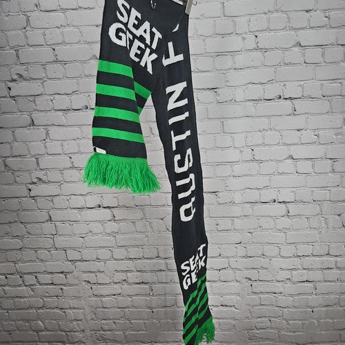Austin FC Black Green Striped SeatGeek Fringe Knit Soccer Scarf MLS One Size