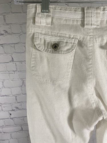 IXOS Tan Linen Drawstring Waist Straight Leg Pants Pockets Italy Small (26x29)