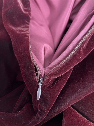 VTG My Michelle Crushed Velvet Cocktail Dress Petite Dark Burgundy 10P