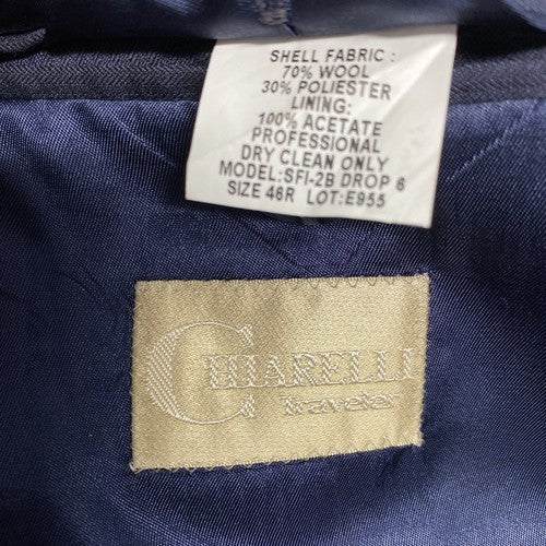 Chiarelli Traveler Dark Blue Wool Blend Two Button Blazer Jacket Size 46R *read