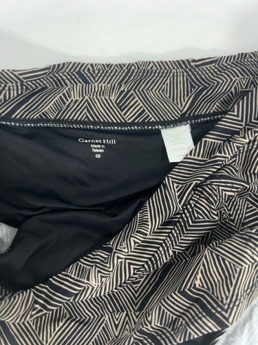 Garnet Hill Black Tan Geometric Print Attached Brief Lined Swim Skirt 2
