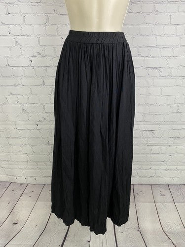 VTG Stonebridge Black Pull On Lined Elastic Waistband Long Flowy Maxi Skirt PL