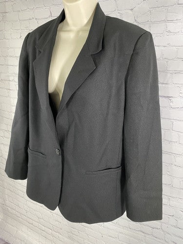 Classic Collection Vintage Black Single Button Womens Blazer Jacket Size 10