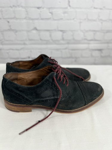 Johnston Murphy Shoes Men’s Black Cap Toe Oxfords Suede Leather Dress Shoes 8 M