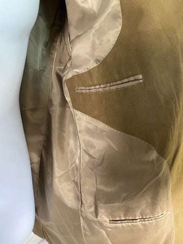 Andrew Fezza Light Brown Faux Suede 3 Button Blazer Jacket Super Soft 48 READ