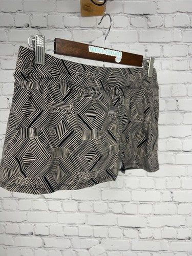 Garnet Hill Black Tan Geometric Print Attached Brief Lined Swim Skirt 2