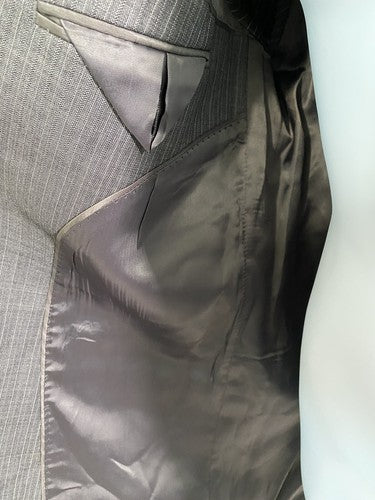 Marc Anthony Dark Gray Wool Pinstripe 2 Button Blazer Jacket 44L *Small Tear