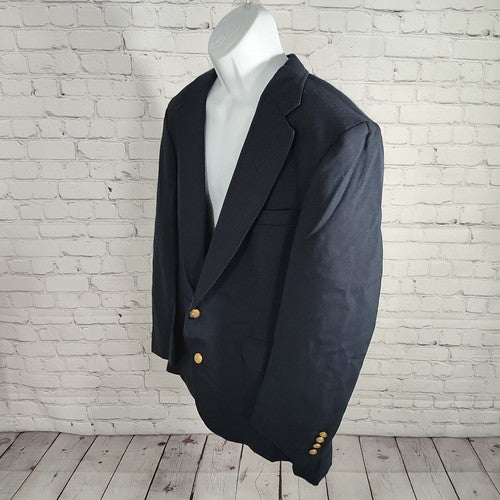 Trophy Club Dark Blue Two Button Single Breasted Men's Sports Coat Size 46R