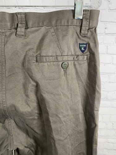 Koutons Collezioni Green Brown Flat Front Casual Straight Leg Dress Pants 36x26