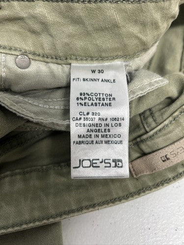 Joe's Jeans Military Green Distressed Skinny Ankle Mid Rise Jeans Pants (30x28)