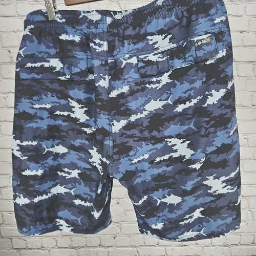 Salt Life Blue Digital Fish Camo Drawstring Board Shorts Swim Trunks 38
