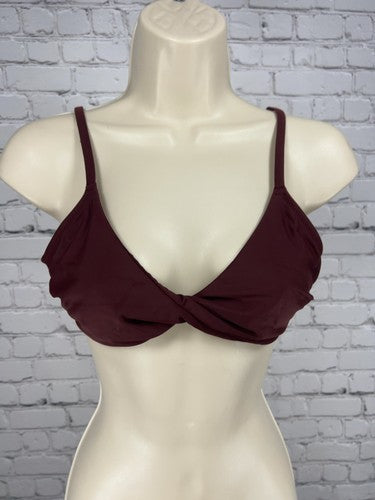Aerie Burgundy Twist Front Bralette Bikini Swim Top Bathing Suit Size M