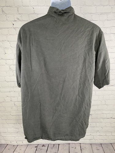 OFY Dark Gray 100% Tencel Casual Short Sleeve Collared Button Up USA LA Men’s XL