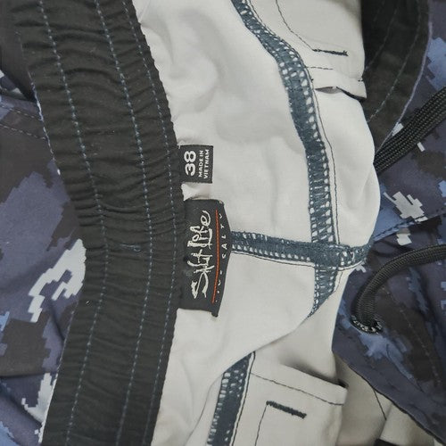 Salt Life Blue Digital Fish Camo Drawstring Board Shorts Swim Trunks 38