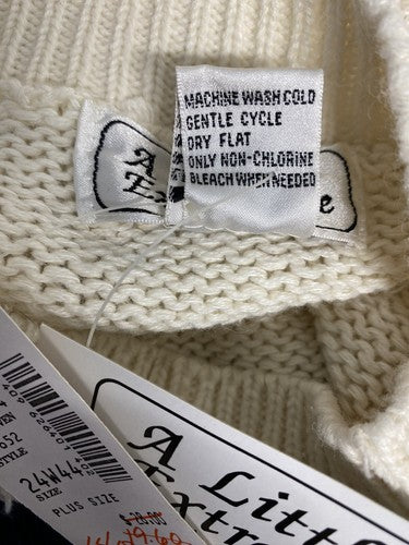 NWD VTG A Little Extra Spice White Blue High Neck Long Knit Sweater Size 24W/44