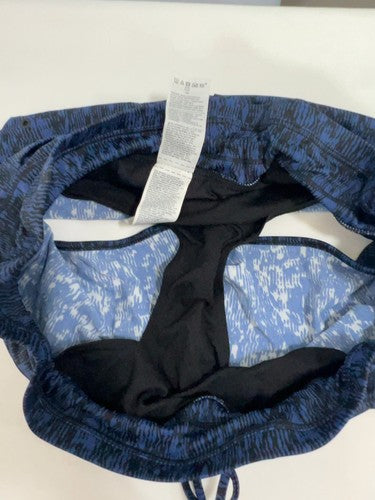 Athleta Blue Black Abstract Print Drawstring Lined Running Shorts L (32X2)