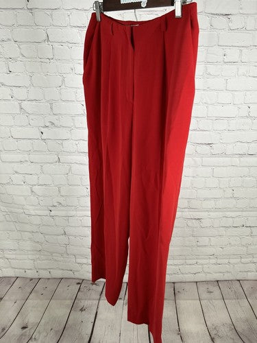 VTG Jones Wear Red Pleated High Rise Wide Leg Trousers Dress Pants 4 (27x28)