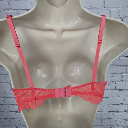 Intimately Free People Coral Sheer Lace Unlined Underwire Plunge Bra 34C