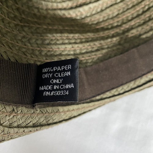 August 100% Paper Beaded Brown/ Green Narrow Brim Hat One Size
