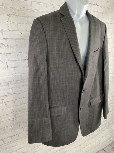 Marc Anthony Dark Gray Wool Pinstripe 2 Button Blazer Jacket 44L *Small Tear