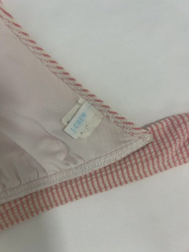 J Crew Pink White Striped Seersucker Halter Bikini Swim Top Size M